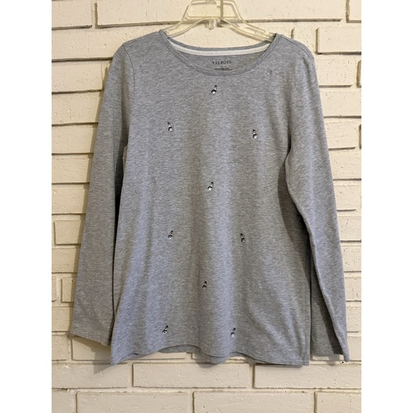Talbots Tops - Talbots Gray Rhinestone Snowman & Snowflake Long Sleeve T-shirt Size Large‎ NWOT